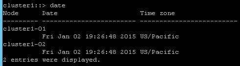 10. Compare the date and time on the Windows 2012 Server with the date and time in the Data ONTAP cluster.