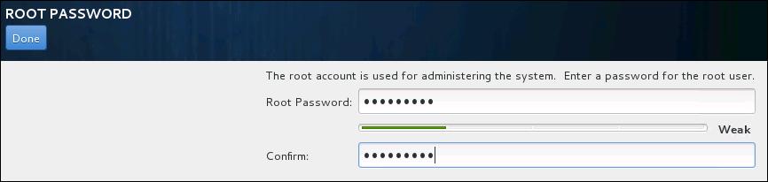 13. In the Root Password and Confirm boxes, enter the password Netapp123, and then click Done. 14. The CentOS installation pages are larger than the Remote Desktop pages.