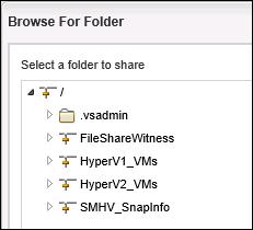 3. Click the Browse, expand the root folder, select the FileShareWitness folder, and then click OK. 4. Select the Enable continuous availability for Hyper-V and SQL checkbox and click Create. 5.