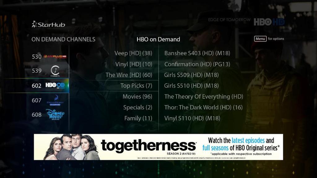ON DEMAND CHANNELS This listing allows you to browse through all the available On Demand Channels. For access to On Demand Channels, please check your subscription packages for entitlements.