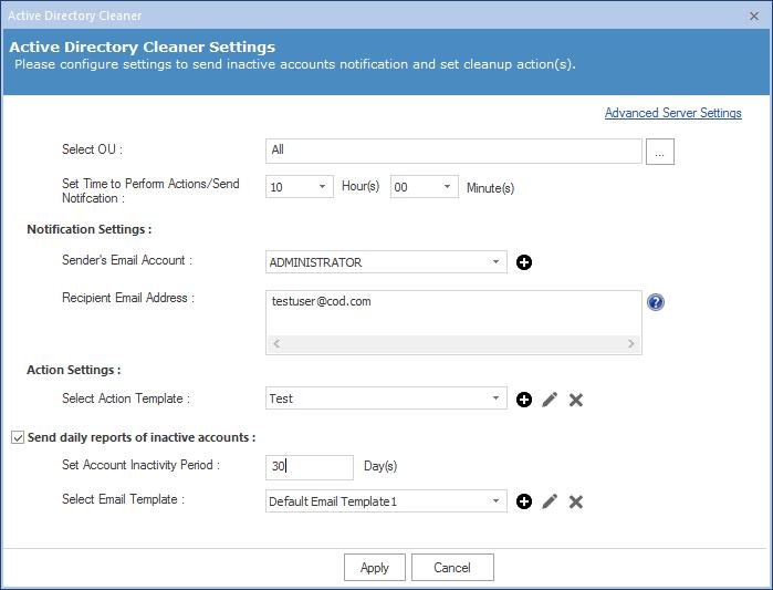 Figure 58: Sample Details Click "Apply" to apply the Active Directory Cleaner Settings. The following message box appears to confirm the successful configuration.