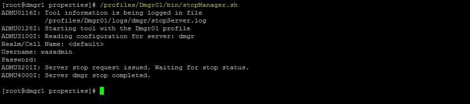 Step13 : Failover from Primary ie dmgr1.myorg.com ( 10.0.0.1) to the Standby dmgr2.myorg.com ( 10.0.0.2) Current Status: Dmgr process is running on 10.