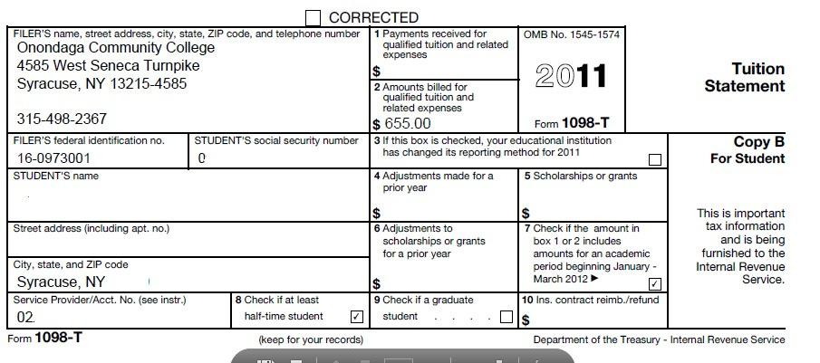 View My 1098-T Forms This option will allow you to view and/or print the 1098-T form.