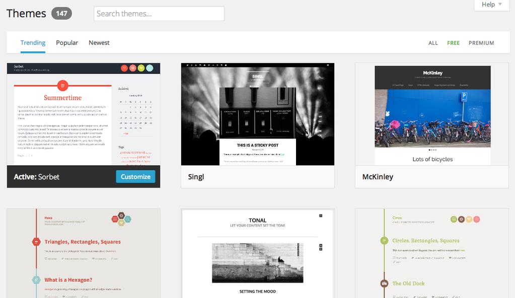 As mentioned before, the themes available to you via WordPress.