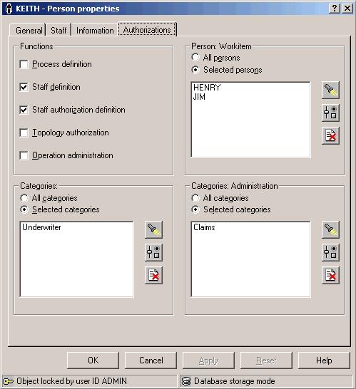 Mapping explicit WebSphere MQ Workflow authorizations Figure 4-10 shows the available explicit authorization settings in WebSphere MQ Workflow
