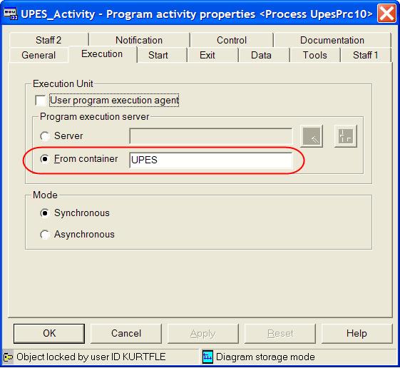 To analyze the modeled type of a UPES program activity, open a process model. Right-click the program activity in the process diagram and click Properties.