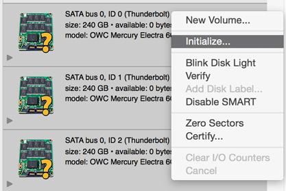 3.1 Initializing, Verifying, and Certifying Disks If you are using your own disks, you will need to initialize them in SoftRAID before they can be used.