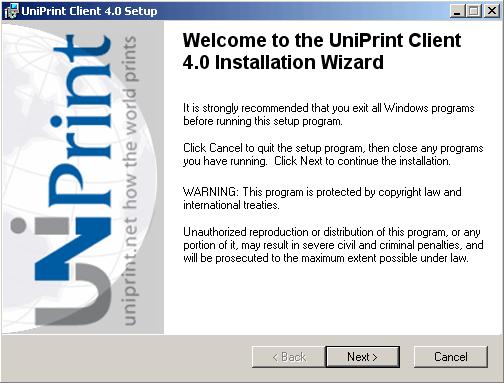 4 UniPrint Client Version 4.0 3.