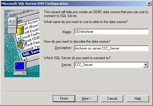 Installing CCC Components Installation of CCC Components - Page 41 ODBC Modifications If your CCC Server PC is not called ARCHIVERSQL then you will need to modify the ODBC connections to be able to