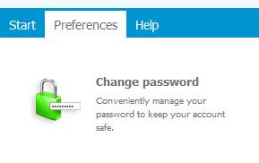 2. Password change To change the password, go to Preferences and then Change password.