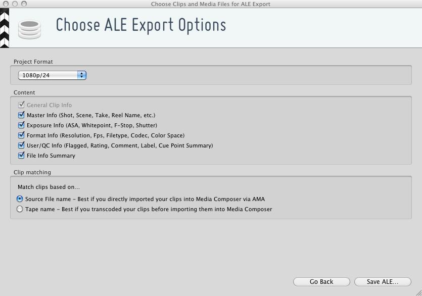 Creating the ALE file in Silverstack SET To create the ALE file in Silverstack SET you have to perform the following steps: 1.