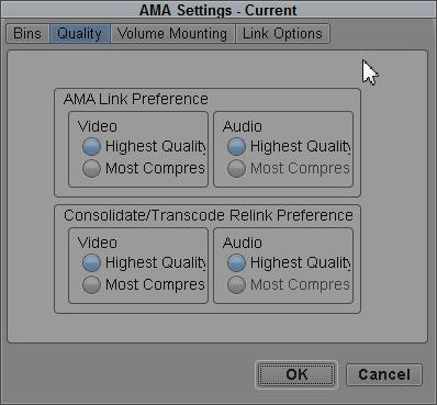 AMA Settings: Quality Choose how good clips look when editing When working with a format like XDCAM, the recording exists both as a high resolution recording and as a low resolution (proxy) recording.