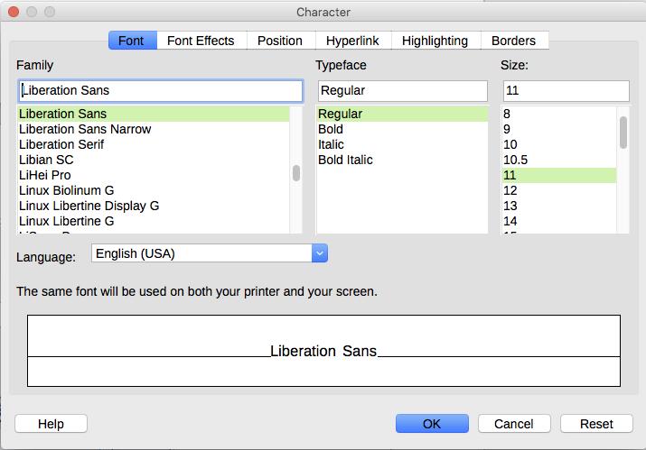 To quickly increase or decrease the font size of selected characters, you can click the relevant buttons on the Formatting toolbar or the Character panel in the Sidebar; however, you have no control