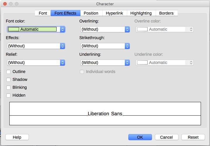 Font and Font Effects On the Font page (Figure 18), you can specify the