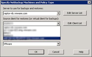 vrealize Suite 7.0 Backup and Restore by Using Veritas NetBackup 7.6 3 In the Specify NetBackup Machines and Policy Type window, configure the NetBackup machines and policy type.