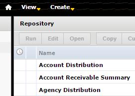 Running a report To run a report: 1. On the Repository page, click the name of the report that you want to run. 2.