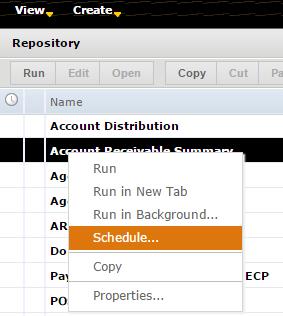 Scheduling a report Creating a schedule for a report Note: If your ACTIVE Net user account does not have Full Access to the Reports: