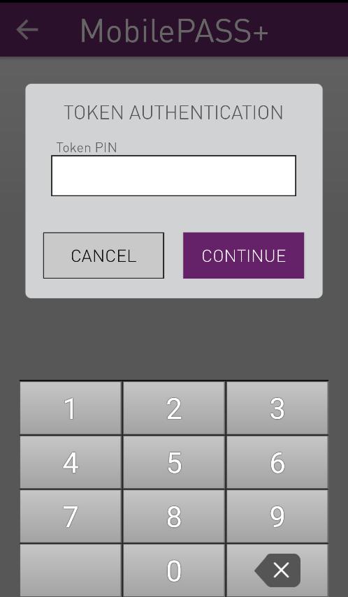 6. Enter the token PIN, and then tap Continue.