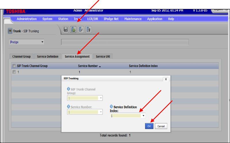 Step Action Result 1 Click the Service URI tab 2 Click the Add New Icon SIP Trunking Service URI window opens.