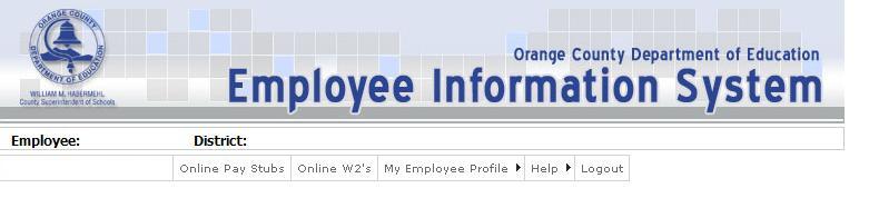 Features of EIS- Once within EIS, your name and employer will display at the top information bar. The tabs below your name will feature the options available by your district.