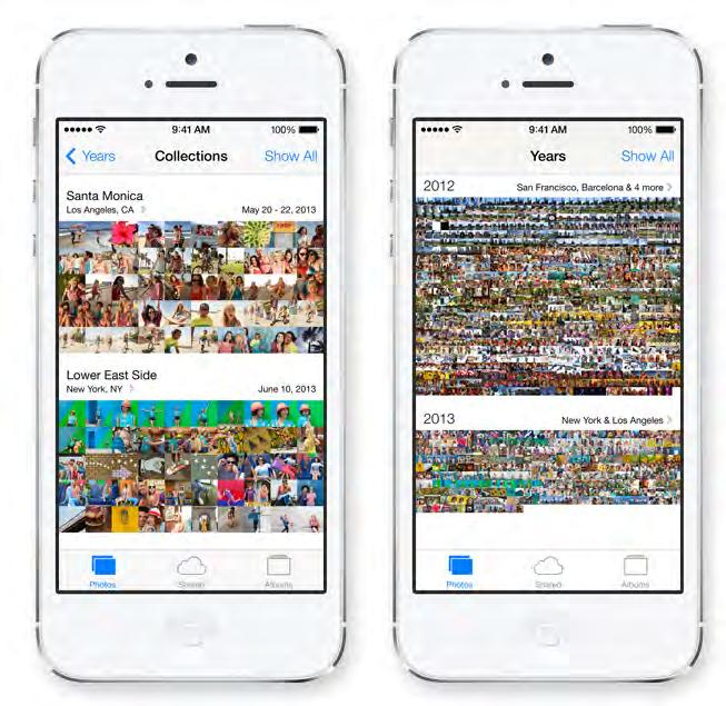 Photos Now there are faster, easier and more delightful ways to scroll down memory lane. Introducing Collections, Moments and Years smart groupings of your photos and videos based on time and place.