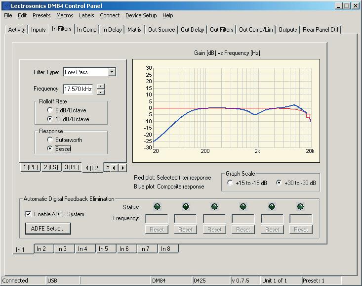 Five different mixing modes are available: uto - In automatic mode the input applied to the crosspoint is mixed into the output channel using the the daptive Proportional Gain automixing algorithm in