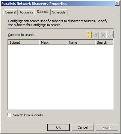Technical Reference Parallels Discovery Properties: Subnets Tab Use the Subnets tab of the