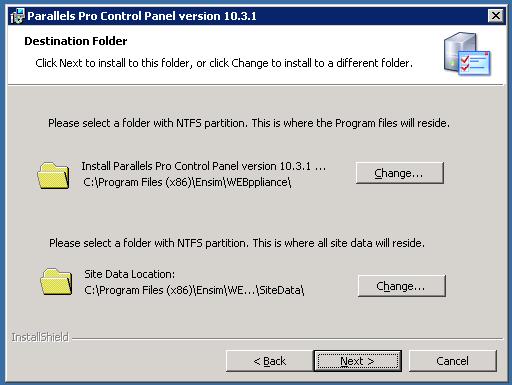 Installing Parallels Pro Control Panel 10.3.1 23 Note: All three text boxes are mandatory.