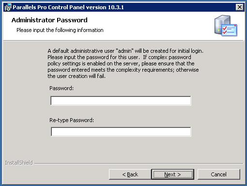 24 Installing Parallels Pro Control Panel 10.3.1 7 In the Destination Folder window, select the location on the server where the Parallels Pro Control Panel 10.3.1 program files will be installed.