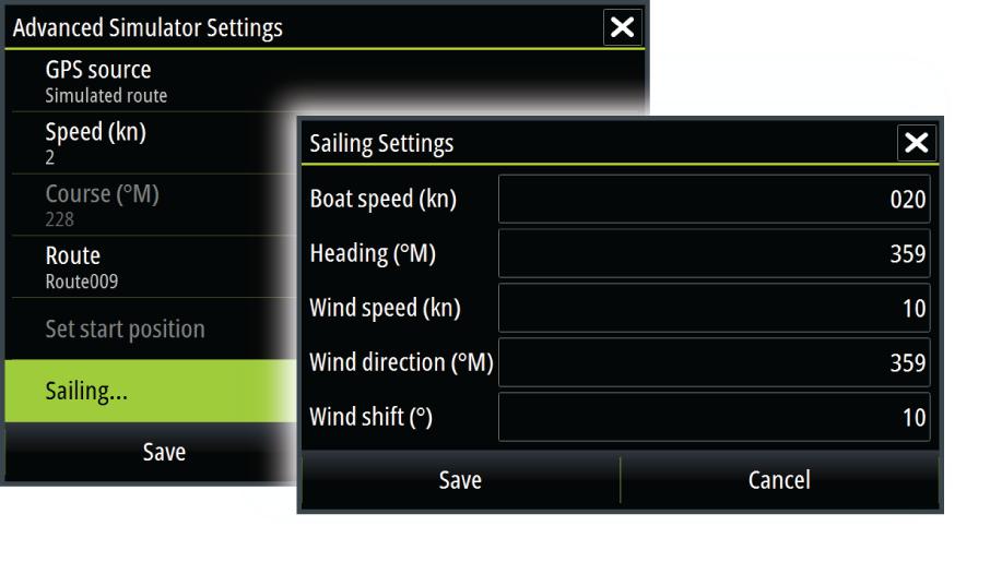 Advanced simulator settings The Advanced simulator settings allows for manually controlling the emulator. GPS source Selects where the GPS data is generated from.