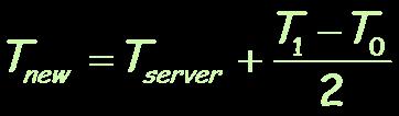 Cristian s algorithm Client sets time to: server request T server