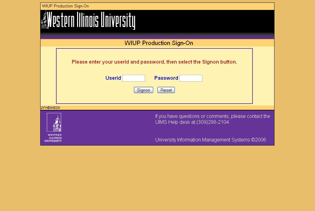 7. Next, the WIUP Production Sign-On page will appear. 8. Enter you User-ID and Password. 9.