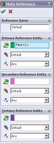 Click Reference Geometry on the Features toolbar and Mate Reference from the