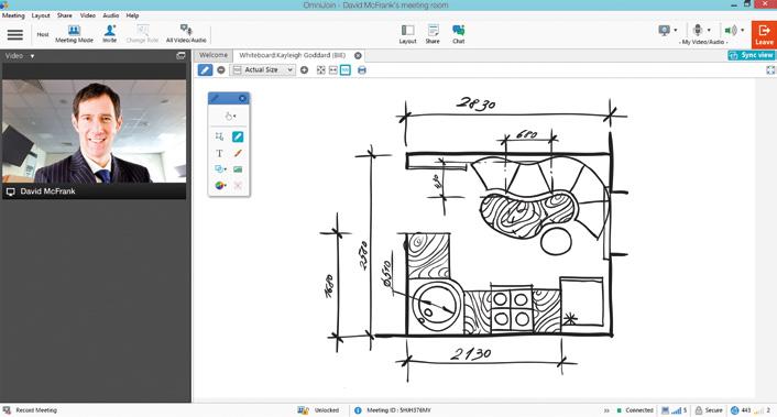 Using the interactive drawing function Selecting and using the whiteboard Whiteboard is a real time, virtual drawing board for sketching charts and diagrams and creating notes to share with other