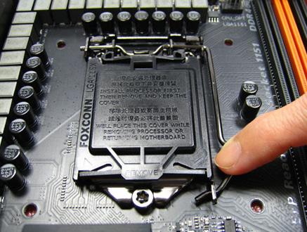 Align the CPU pin one marking (triangle) with the pin one corner of the CPU socket (or you may align the CPU notches with