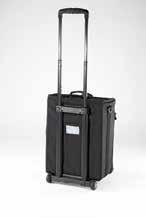 Dimensions: 22 Lx15 Wx9 D 56cm L x 38cm W x 23cm D (P/N # 198203-000) Soft-sided carrying case with wheels and pull-up handle.