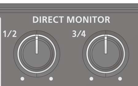 9 DIRECT MONITOR [1/2], [3/4] knobs Adjust the balance at which the audio signals that are input to the INPUT (1L, 2R) jacks and INPUT (3L, 4R) jacks are output to OUTPUT (1L, 2R).