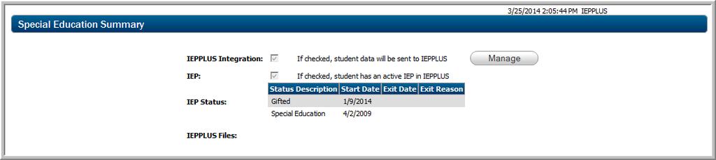 Illustrated below is a referral (Enrollment Type = Special Education with no Start Date).
