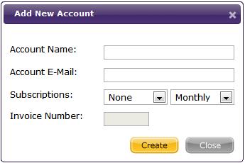 Except for the # of Subs, you can edit all of the values on this page. Creating Accounts Create an Account Administrator by clicking the Create Account button in the upper-left portion of the screen.