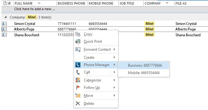 Application Support When in the contact list or contact details view at the top the ribbon bar can also be used.