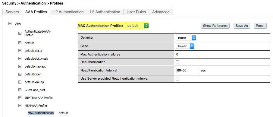 From the Add a Profile pulldown, select the RFC 3576 Server you added previously and click Add. Click Apply. Figure 79. Add AAA Profile 5. Add Captive Portal Profile.