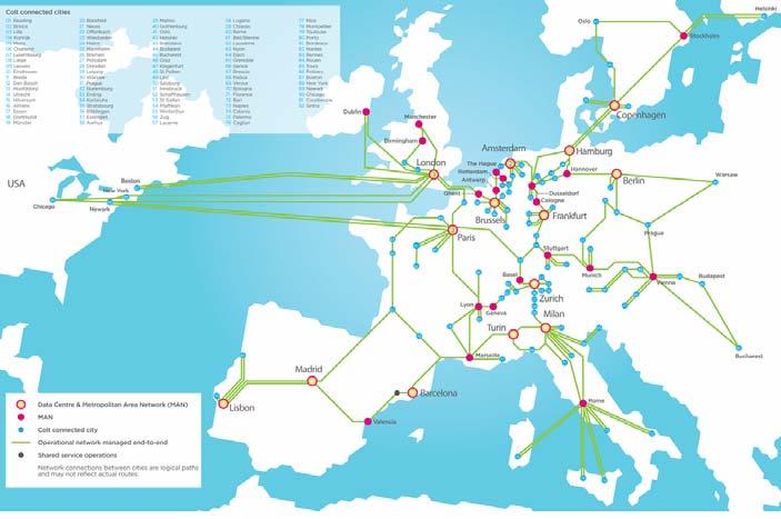 Colt in figures 21-country, 35,000km network connecting 100 cities, with metropolitan area networks in 39 cities 18,000 buildings directly connected 19 ISO 27001 compliant integrated data centres