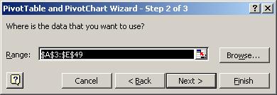 Show the PivotTable Toolbar 3. Click the PivotTable Wizard button 4.