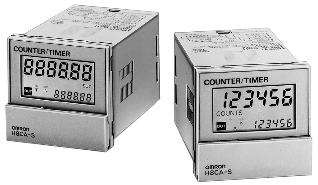 for both counter and timer functions Ordering Information Counter/Timer Mounting style Surface/flush mounting Operating function Preset counter/timer (selectable) Operating system (mode) Counter: