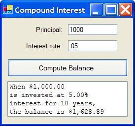 r) n. Write a program to request the principal P and the interest rate r as input, and compute the balance after 10 years, as