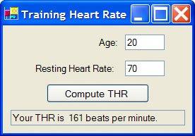 Page 79 of 114 heart rate during an aerobic workout. Your training heart rate is computed as.7 * (220 - a) +.