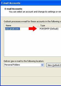 Select View or change existing e-mail accounts then