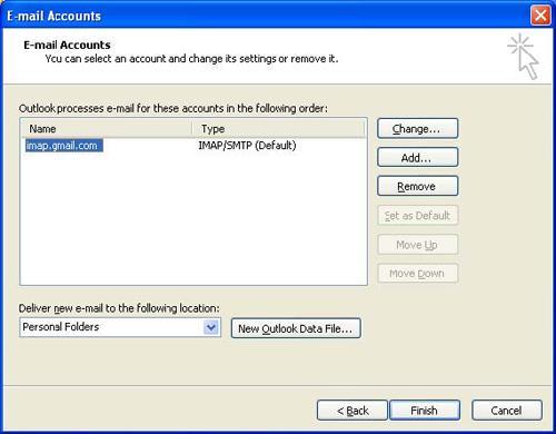 IMAP SETTINGS STEP 3 Highlight your CFU account and click Change.