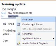 CONTACTS Your current contacts will be moved across to Outlook 2007 as part of the roll-out.