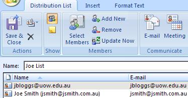 Type the name in the Search box and press Enter or Go 6. Double click the name you want to add to the list and the name will appear in the Members field at the bottom of the window 7.